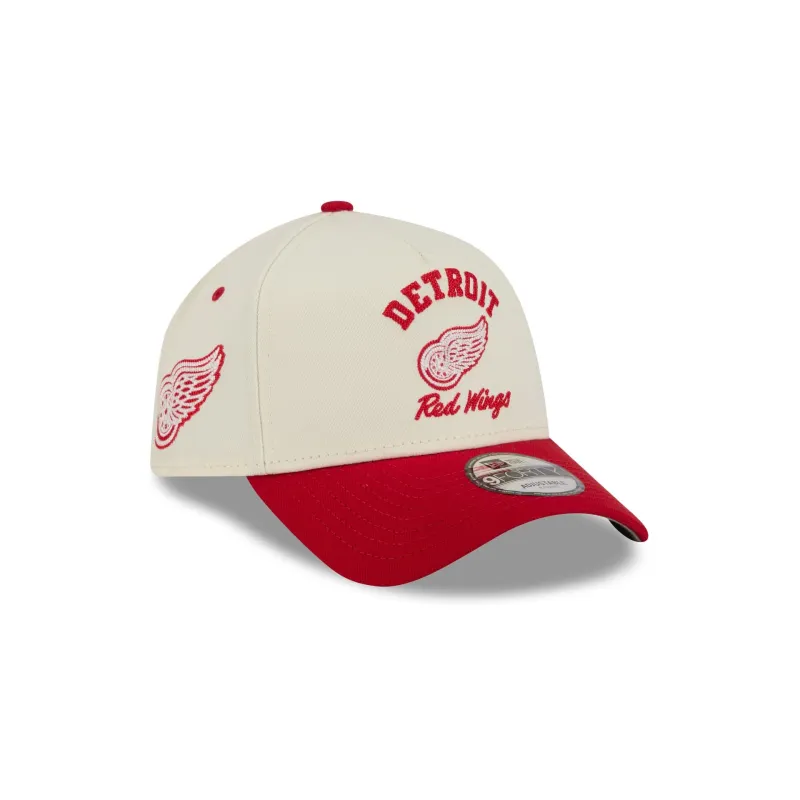 Detroit Red Wings Chrome White Arched 9FORTY A-Frame Snapback Hat made by New Era