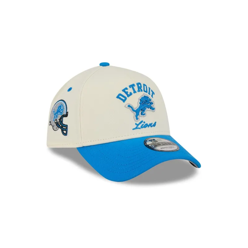 Detroit Lions Chrome White Arched 9FORTY A-Frame Snapback Hat made by New Era