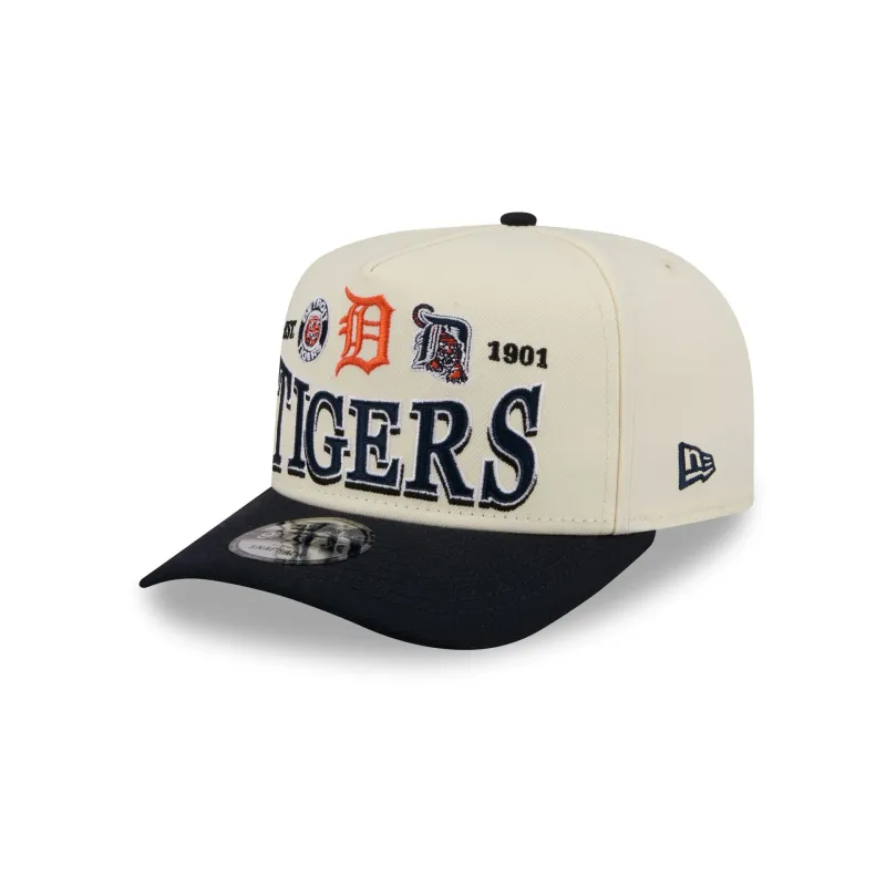 Detroit Tigers Three Hit Chrome White 9FIFTY A-Frame Snapback Hat sold by New Era