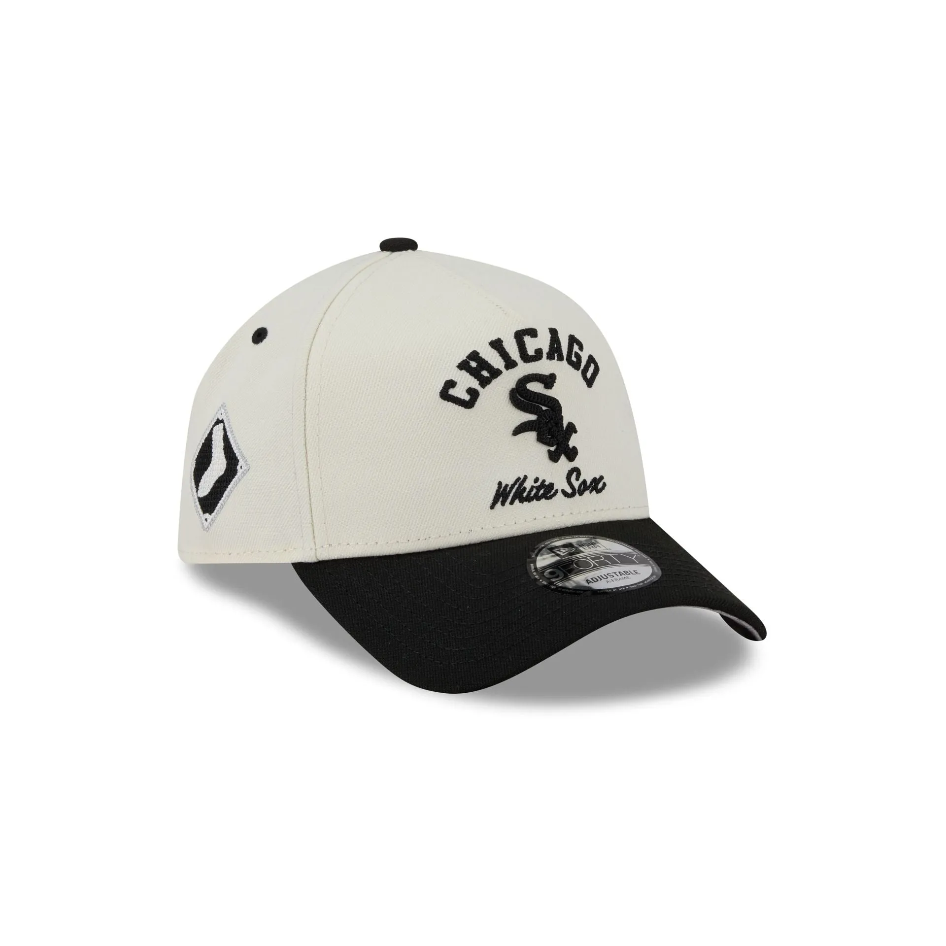 Chicago White Sox Chrome White Arched 9FORTY A-Frame Snapback Hat sold by New Era