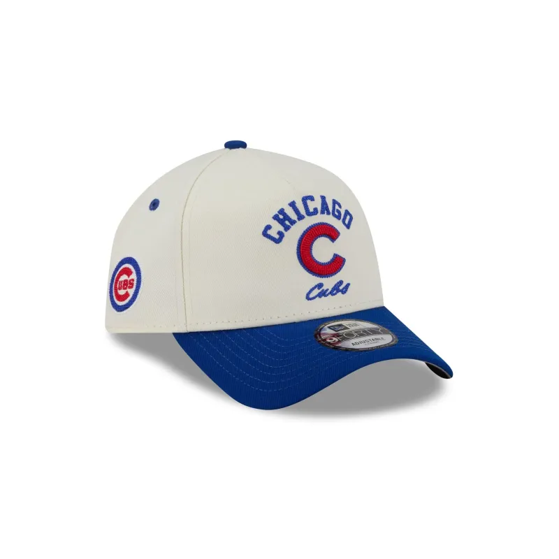 Chicago Cubs Chrome White Arched 9FORTY A-Frame Snapback Hat made by New Era