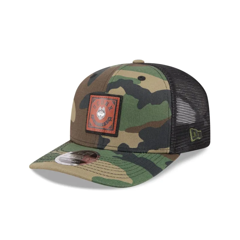 Connecticut Huskies Camo Canvas 9SEVENTY Trucker Hat sold by New Era
