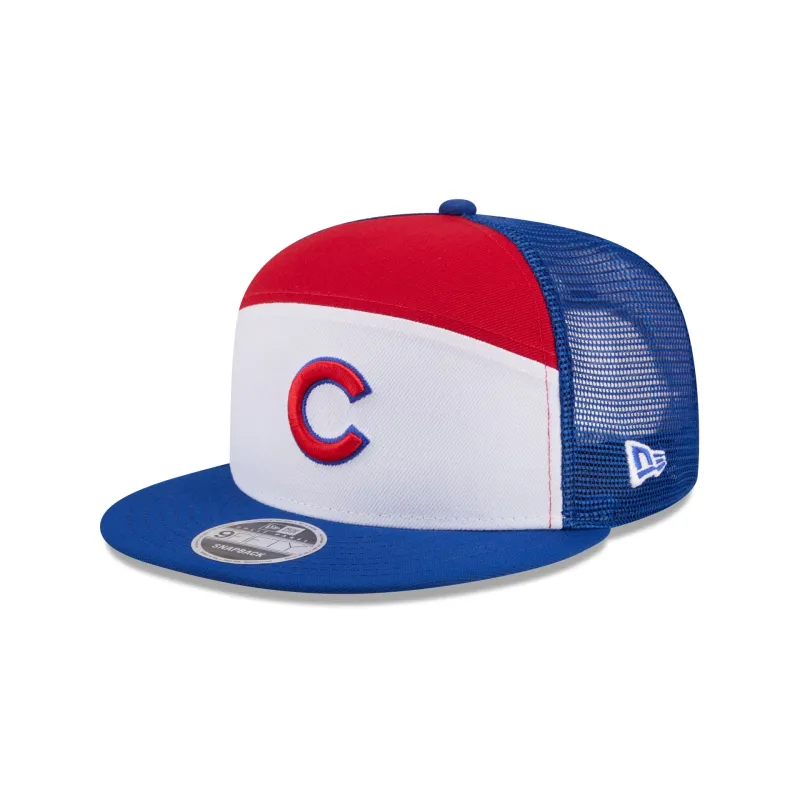 Chicago Cubs Block Split Panel 9FIFTY Trucker Hat made by New Era