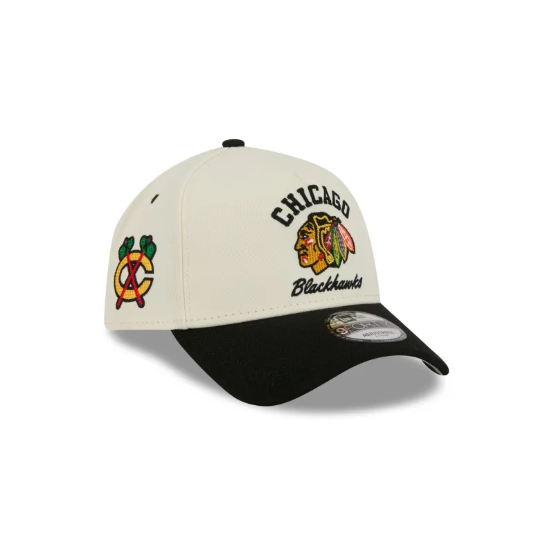 Chicago Blackhawks Chrome White Arched 9FORTY A-Frame Snapback Hat made by New Era