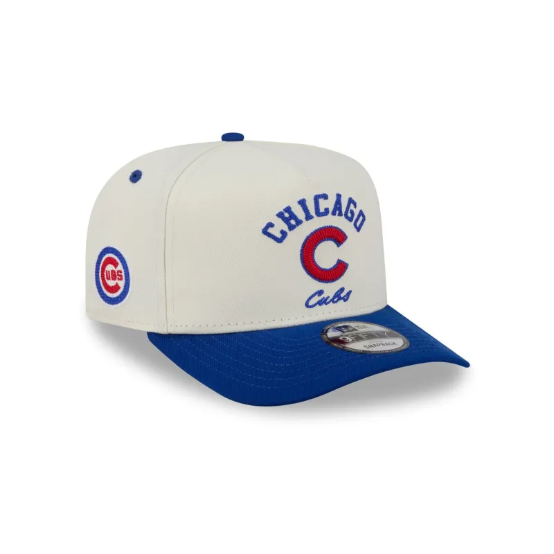 Chicago Cubs Arched Chrome White 9FIFTY A-Frame Snapback Hat made by New Era