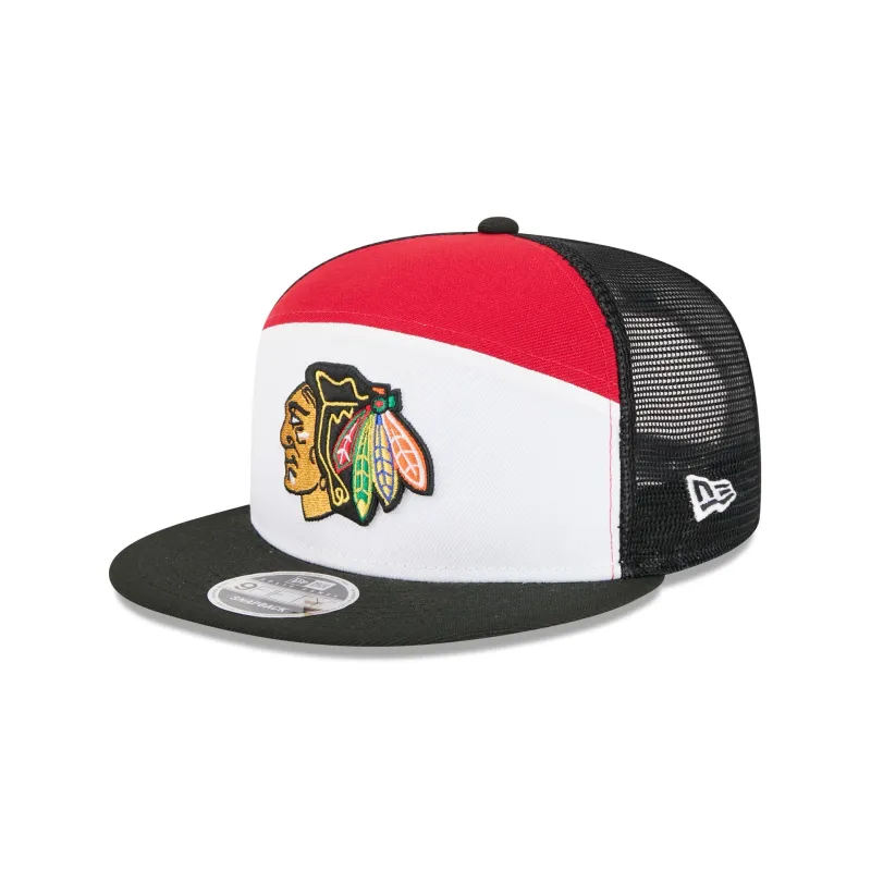 Chicago Blackhawks Block Split Panel 9FIFTY Trucker Hat sold by New Era
