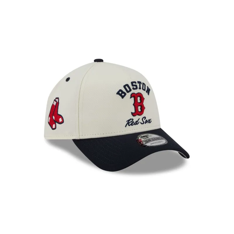 Boston Red Sox Chrome White Arched 9FORTY A-Frame Snapback Hat made by New Era