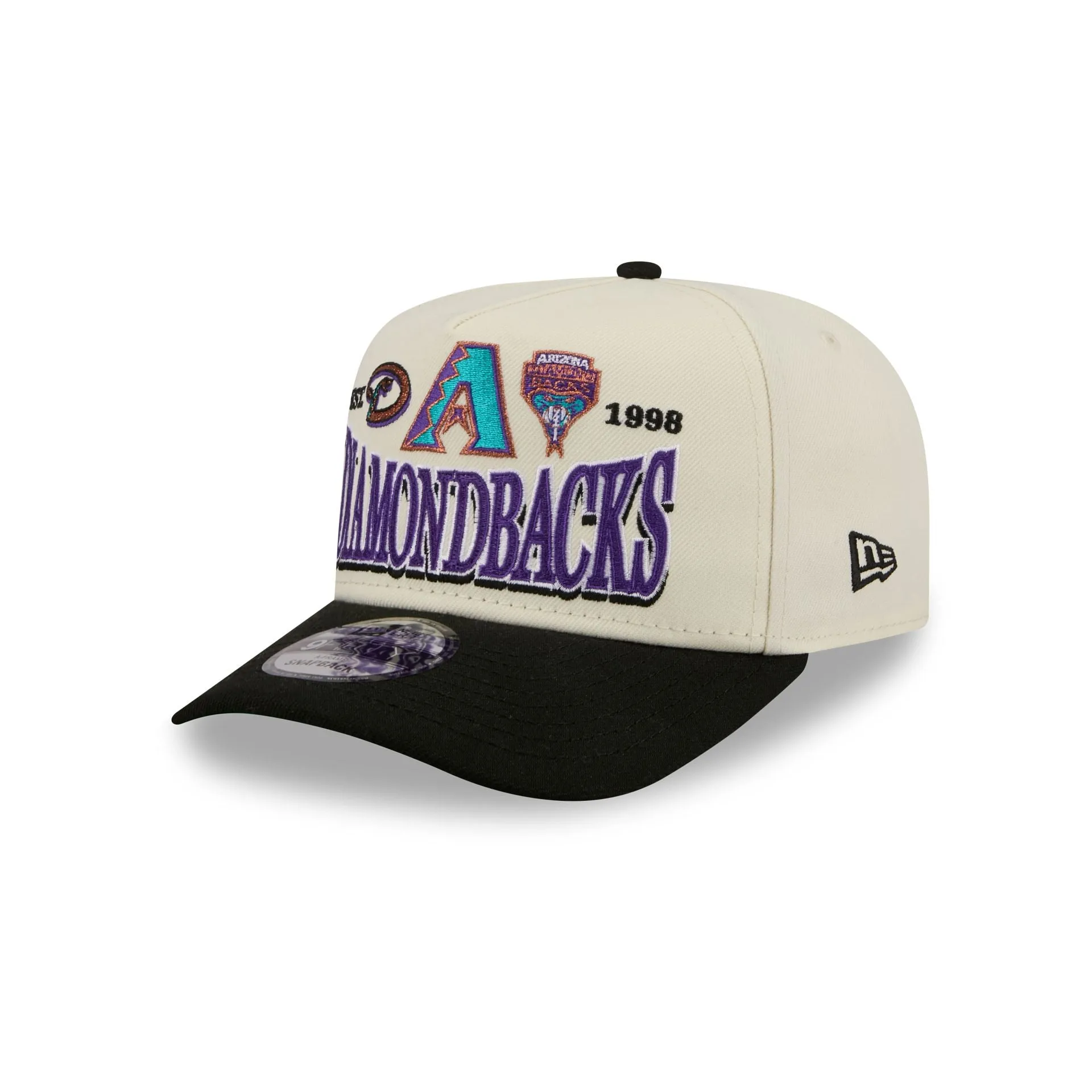 Arizona Diamondbacks Three Hit Chrome White 9FIFTY A-Frame Snapback Hat sold by New Era