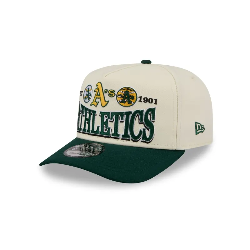 Athletics Three Hit Chrome White 9FIFTY A-Frame Snapback Hat made by New Era