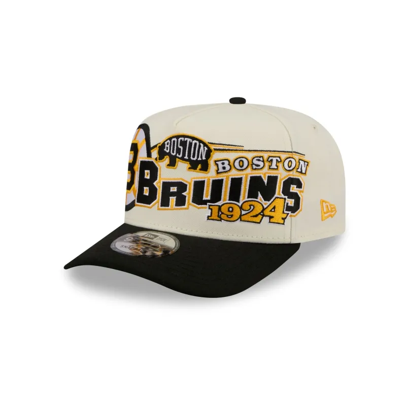 Boston Bruins Chrome White Classic 9FIFTY A-Frame Snapback Hat made by New Era