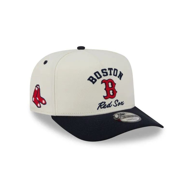 Boston Red Sox Arched Chrome White 9FIFTY A-Frame Snapback Hat made by New Era