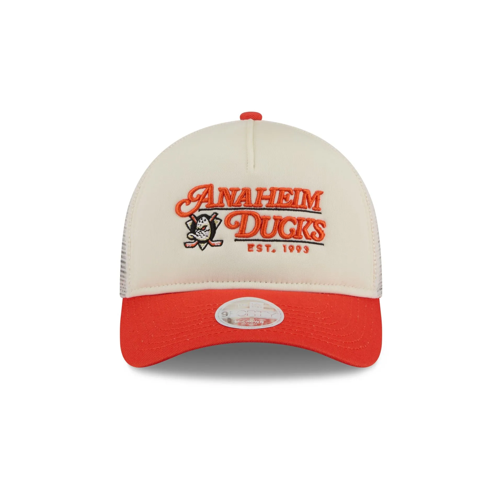 Anaheim Ducks Retro Chrome Women's White 9FORTY M-Crown A-Frame Trucker Hat sold by New Era product image thumbnail 2