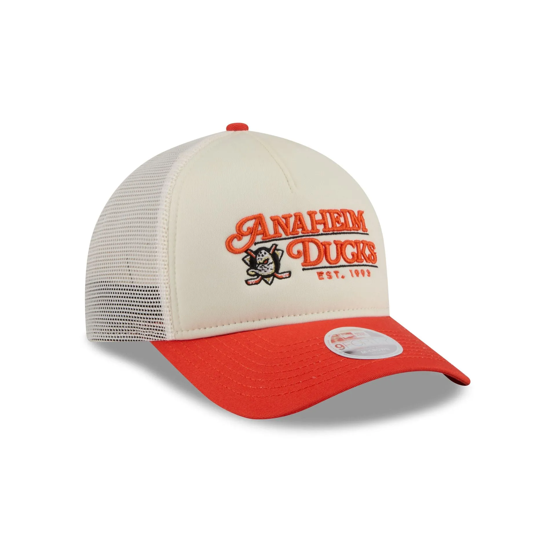 Anaheim Ducks Retro Chrome Women's White 9FORTY M-Crown A-Frame Trucker Hat sold by New Era product image thumbnail 3