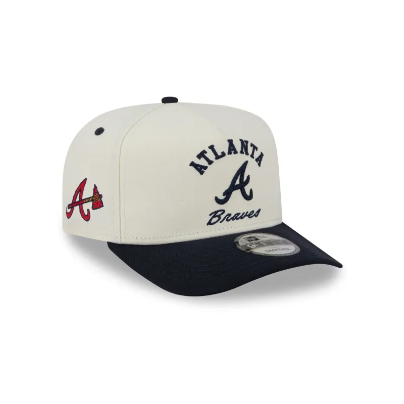 Atlanta Braves Arched Chrome White 9FIFTY A-Frame Snapback Hat made by New Era