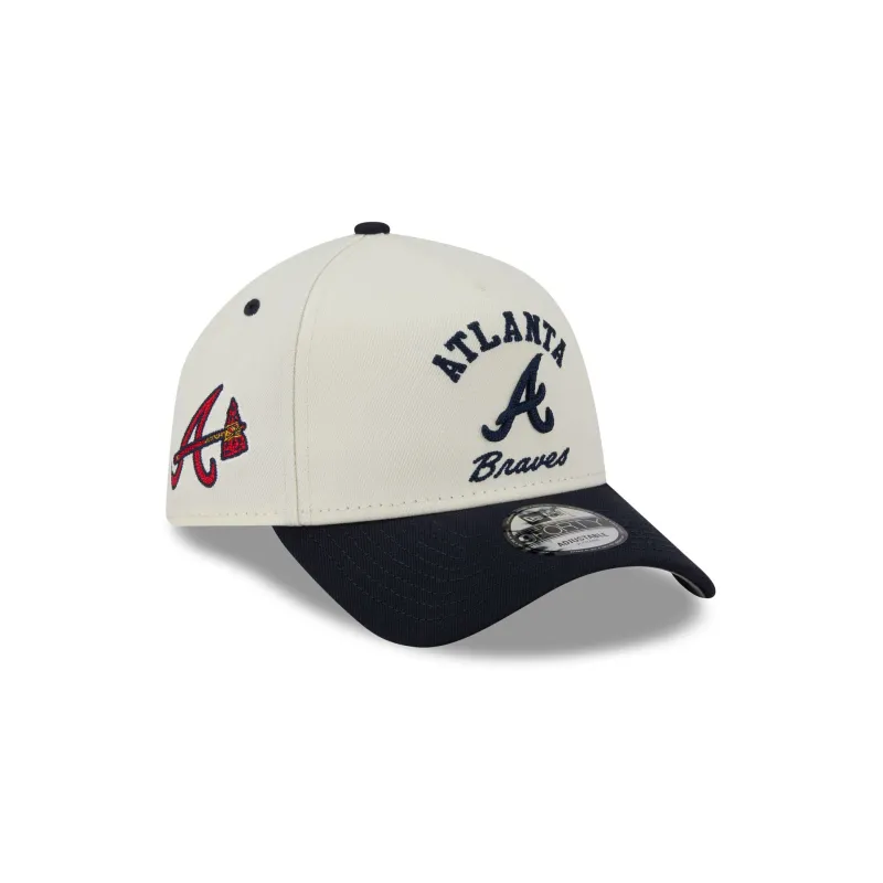 Atlanta Braves Chrome White Arched 9FORTY A-Frame Snapback Hat made by New Era