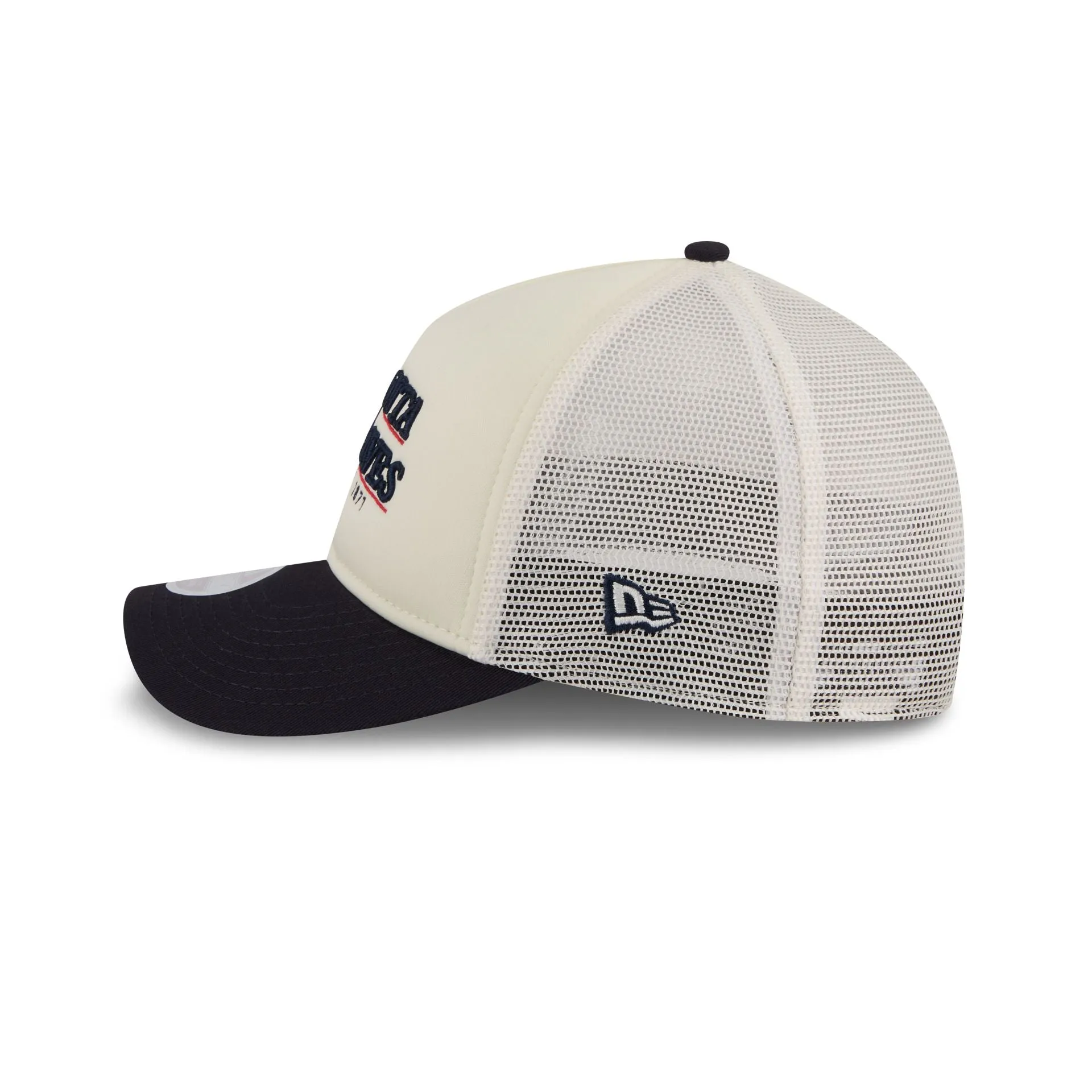 Atlanta Braves Retro Chrome Women's White 9FORTY M-Crown A-Frame Trucker Hat sold by New Era product image thumbnail 4