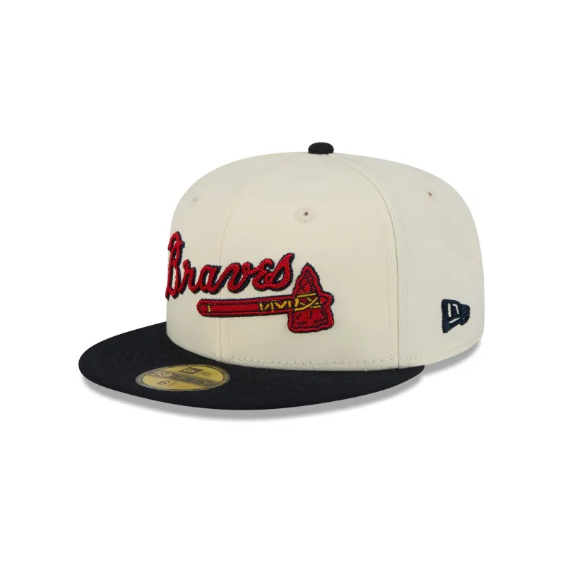 Atlanta Braves Two Tone Stitch 59FIFTY Fitted Hat made by New Era