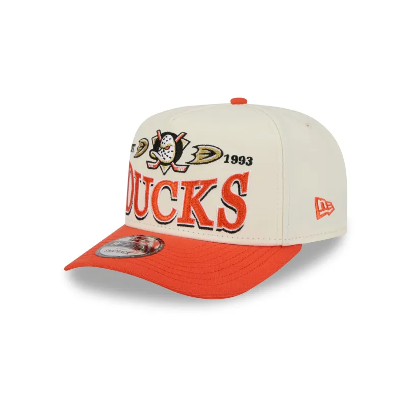 Anaheim Ducks Three Hit Chrome White 9FIFTY A-Frame Snapback Hat made by New Era