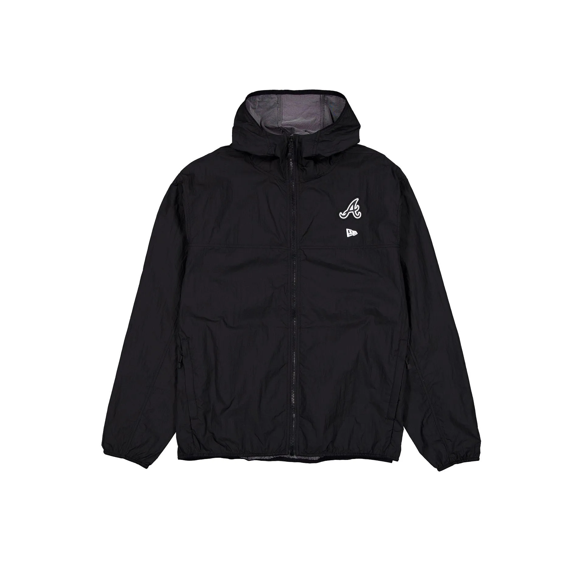 Atlanta Braves Logo Essentials Black Full-Zip Windbreaker sold by New Era