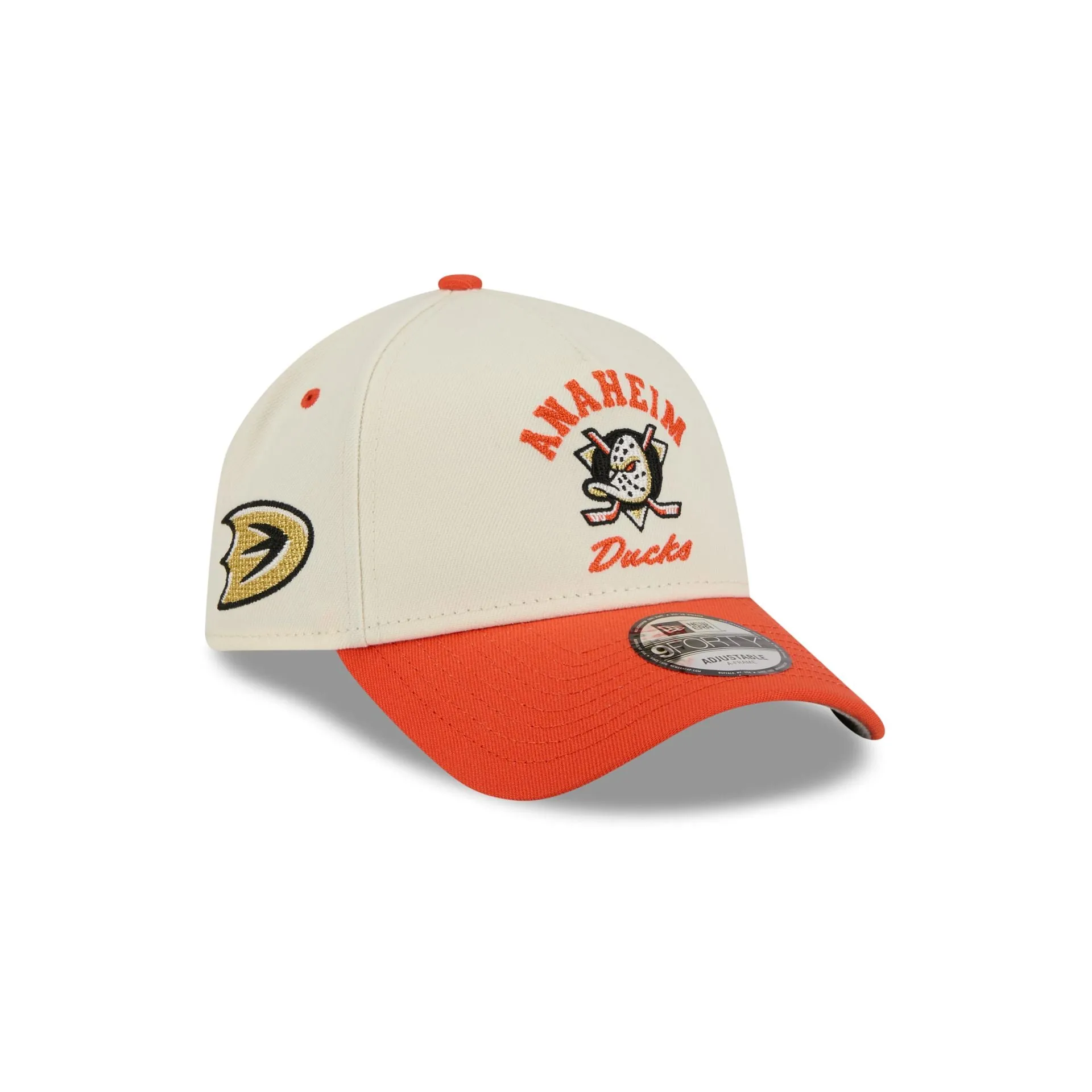 Anaheim Ducks Chrome White Arched 9FORTY A-Frame Snapback Hat sold by New Era