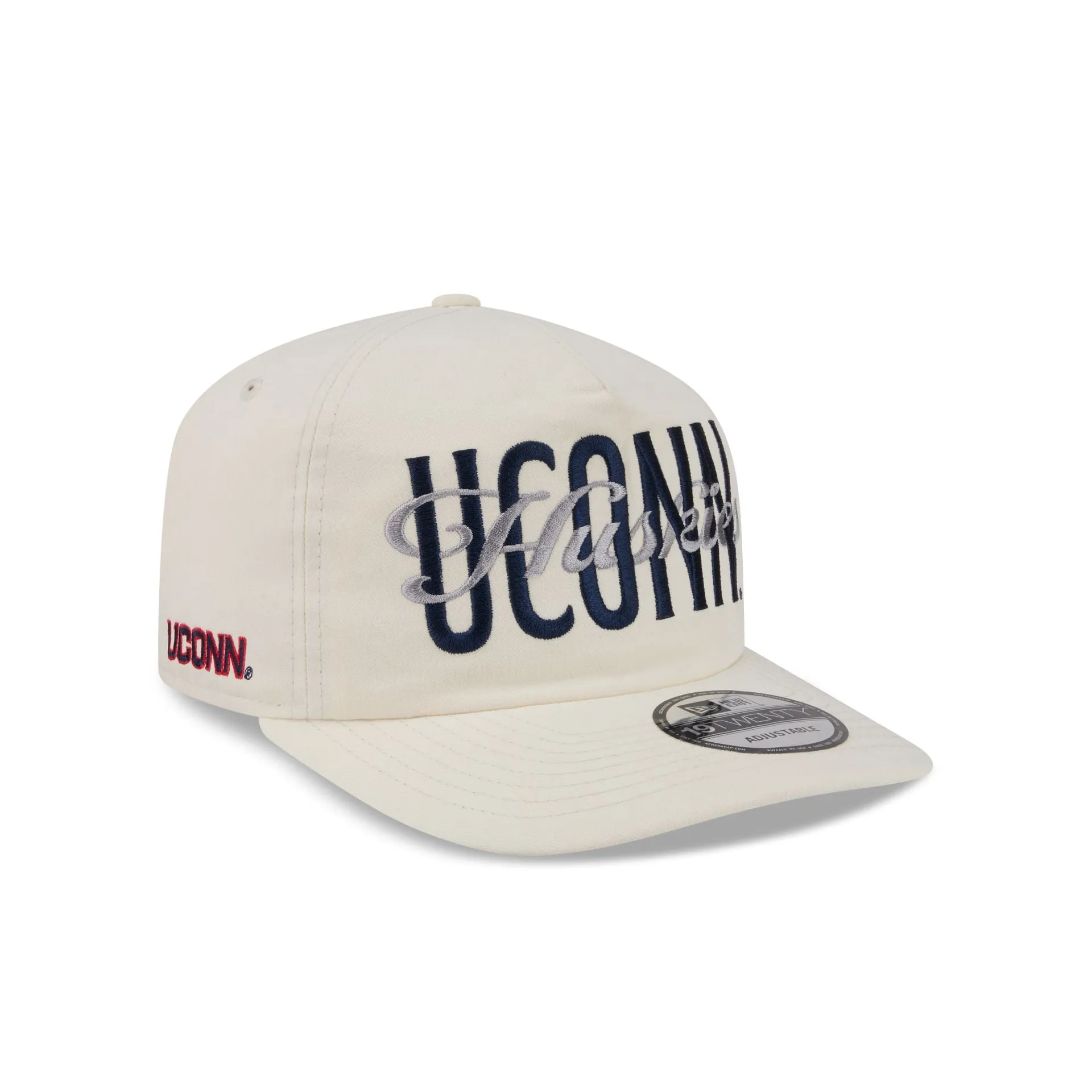 Connecticut Huskies Collegiate Script Ivory 19TWENTY Snapback Hat sold by New Era