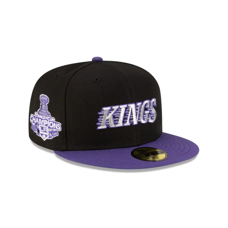 Los Angeles Kings Wordmark Black 59FIFTY Fitted Hat made by New Era