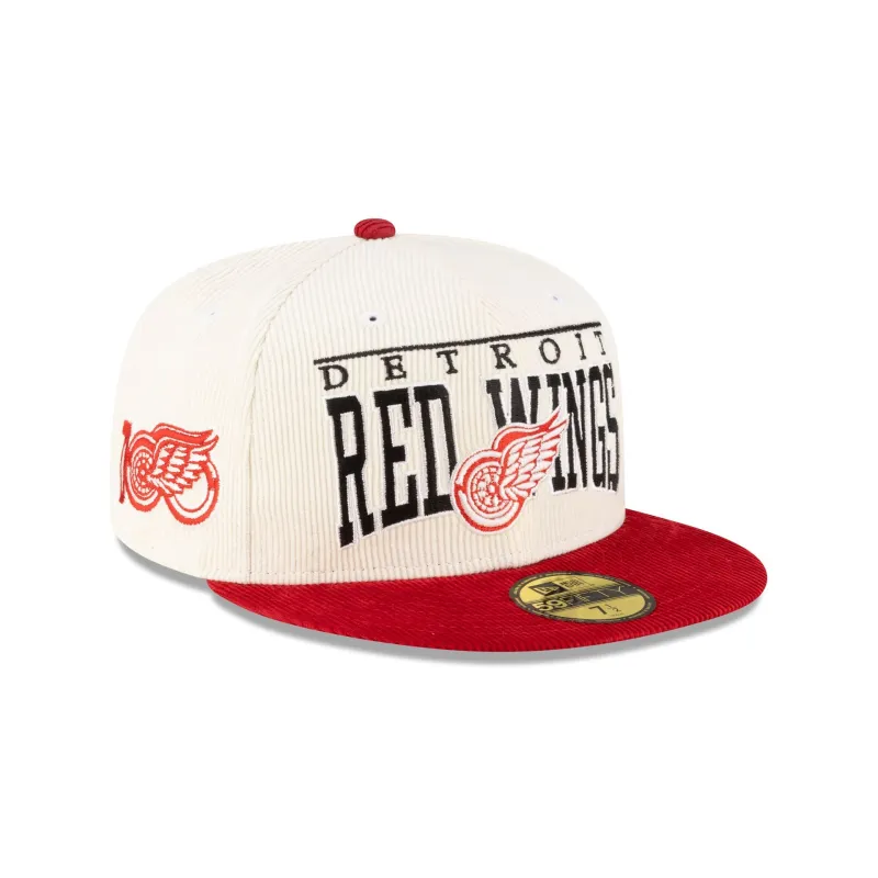 Detroit Red Wings Corduroy Chrome 59FIFTY Fitted Hat made by New Era