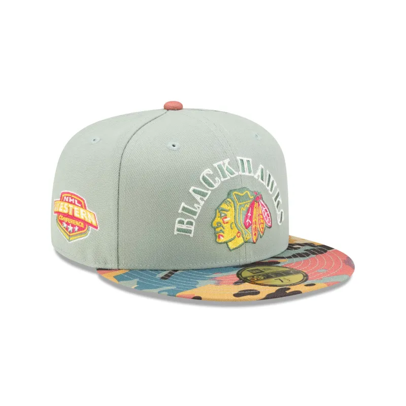 Chicago Blackhawks Retro Everest Camo 59FIFTY Fitted Hat made by New Era