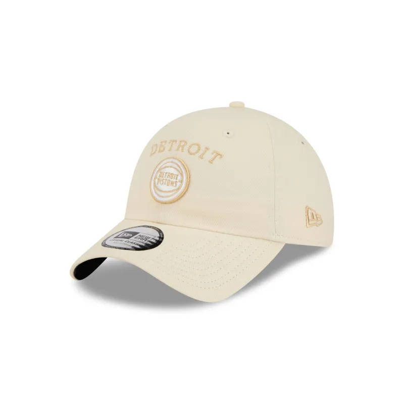 Detroit Pistons Team Logo Cream Casual Classic Adjustable Hat made by New Era