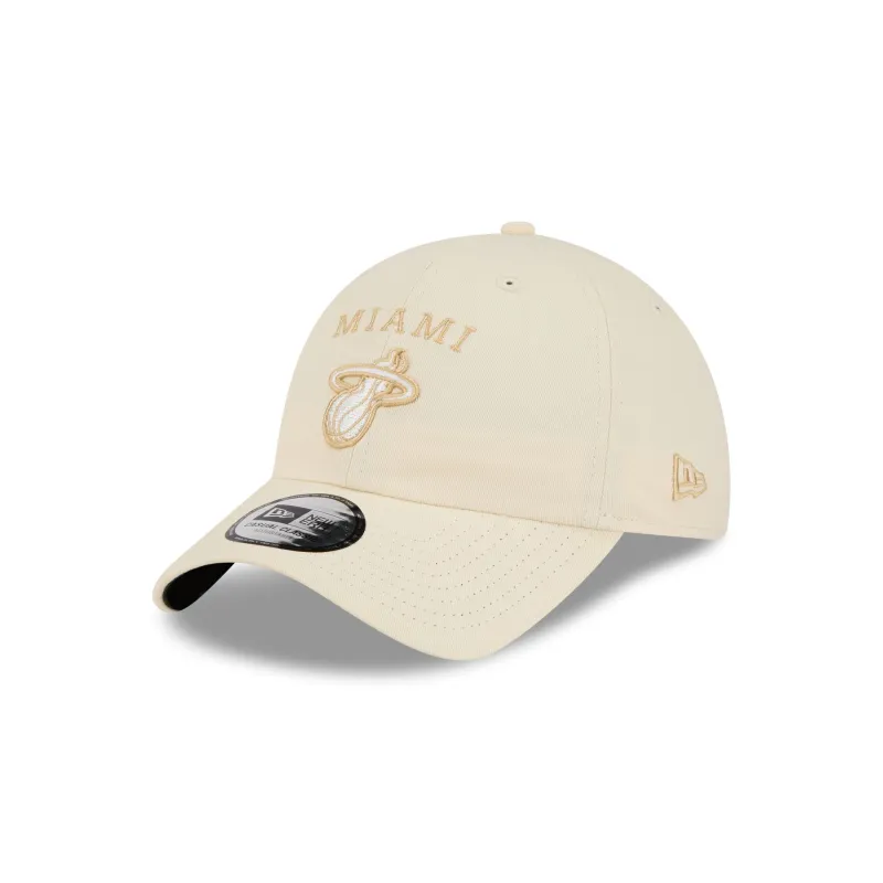 Miami Heat Team Logo Cream Casual Classic Adjustable Hat made by New Era