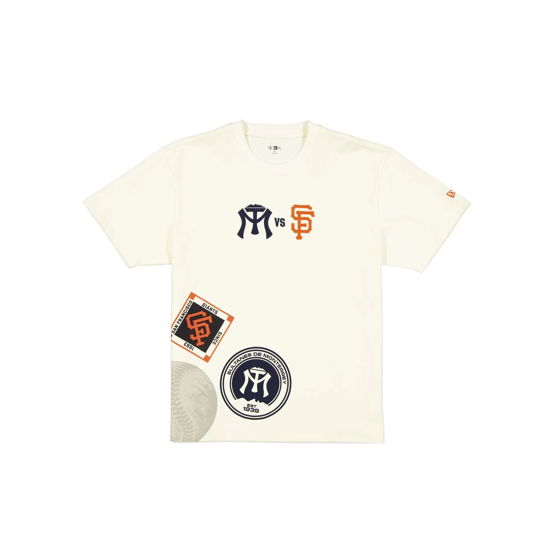 Sultanes De Monterrey vs San Francisco Giants Logos Chrome T-Shirt sold by New Era