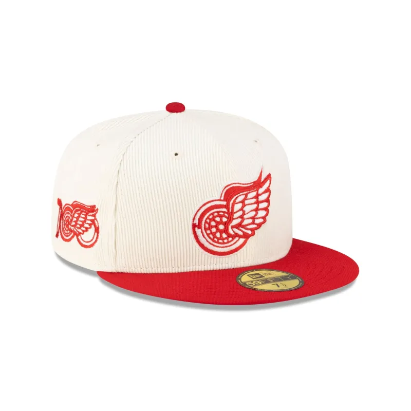 Detroit Red Wings 100th Anniversary Chrome Corduroy 59FIFTY Fitted Hat made by New Era
