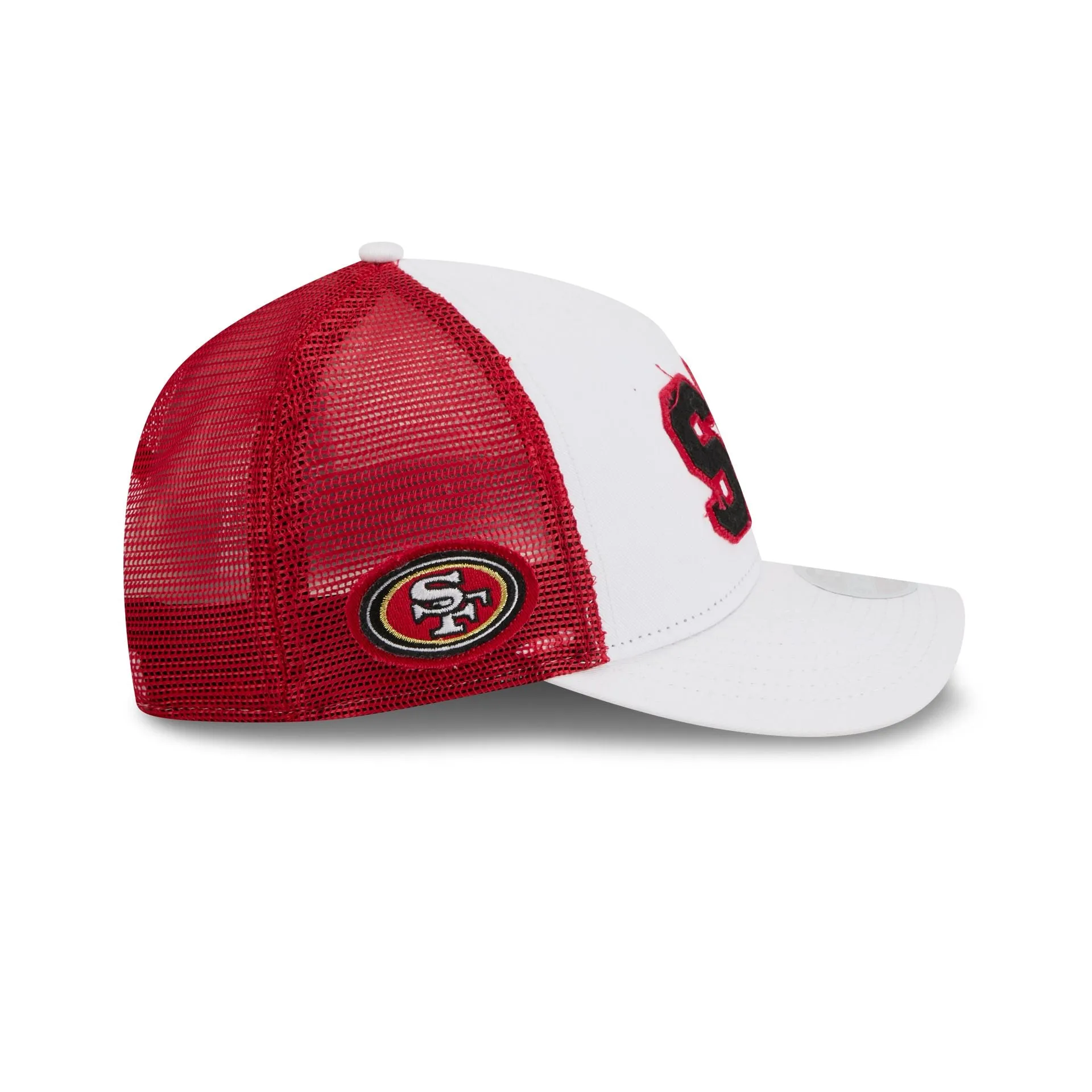 San Francisco 49ers Optic White Felt Logo Women's 9FORTY M-Crown A-Frame Trucker Hat sold by New Era product image thumbnail 4