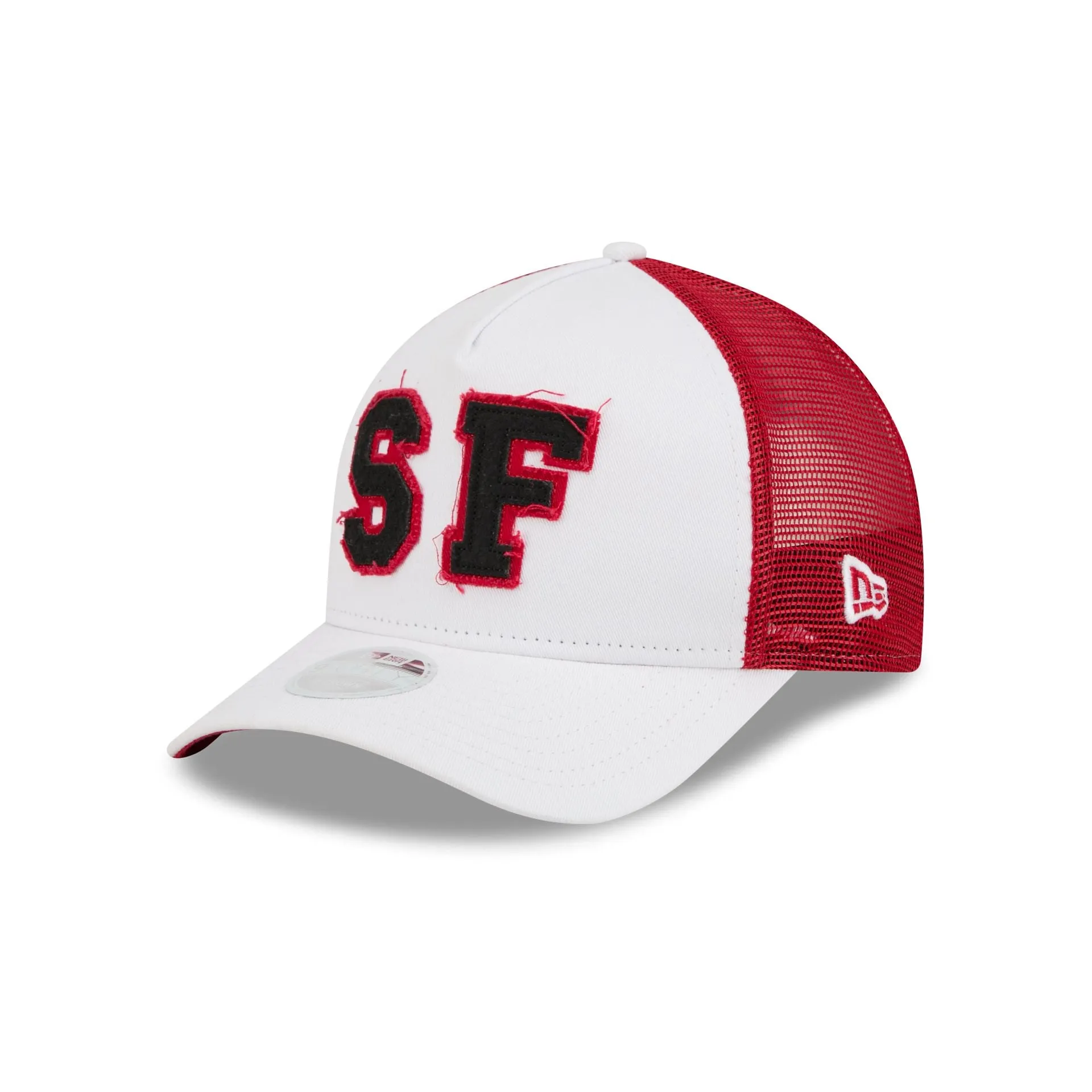 San Francisco 49ers Optic White Felt Logo Women's 9FORTY M-Crown A-Frame Trucker Hat sold by New Era product image thumbnail 3