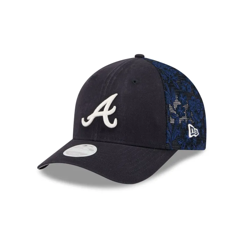 Atlanta Braves Floral Mesh Women's 9FORTY M-Crown Trucker Hat made by New Era
