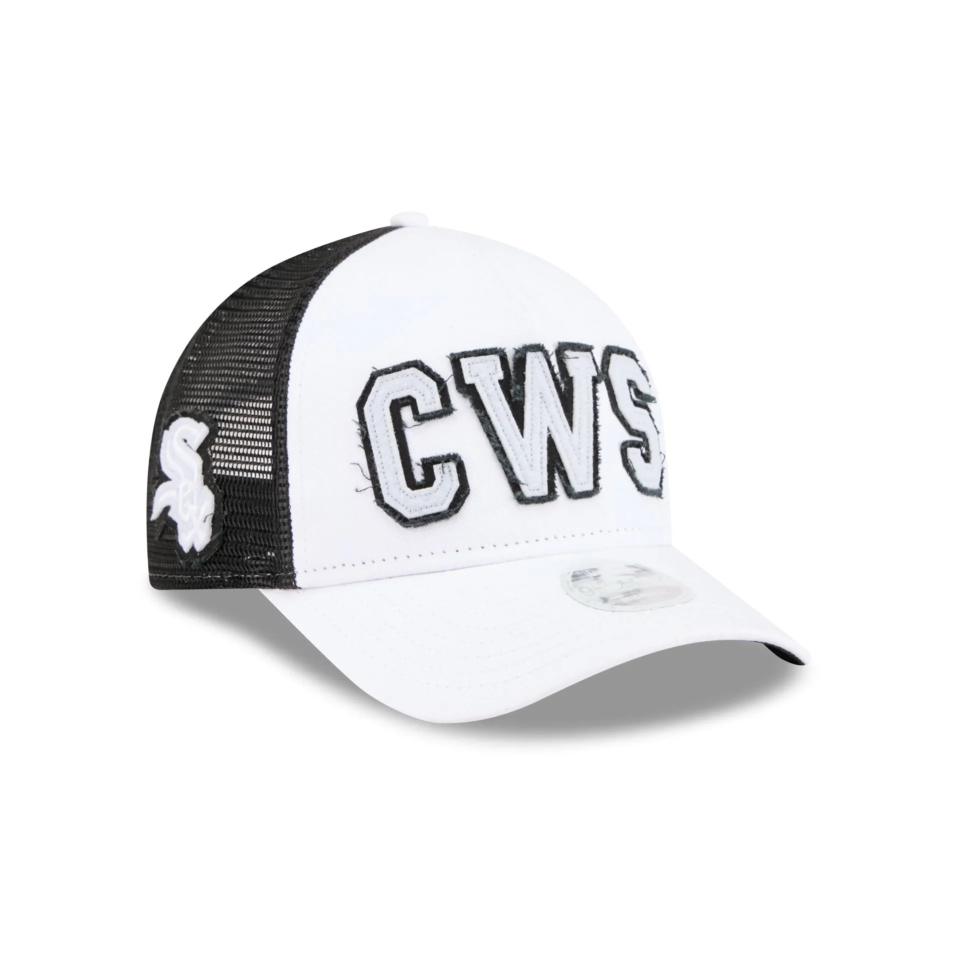 Chicago White Sox Optic White Felt Logo Women's 9FORTY M-Crown A-Frame Trucker Hat sold by New Era