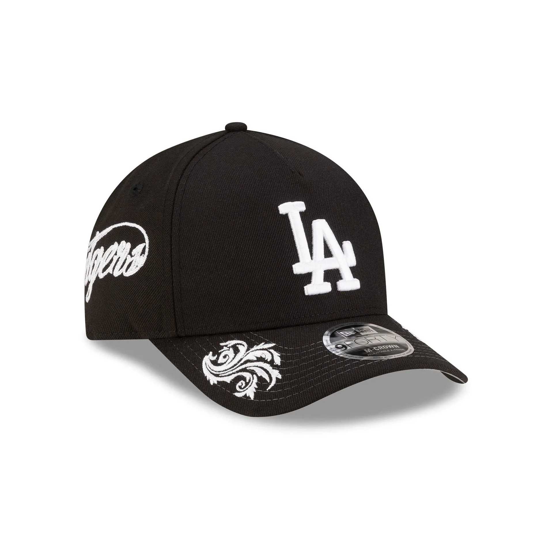Los Angeles Dodgers Script Black and White 9FORTY M-Crown A-Frame Snapback Hat sold by New Era
