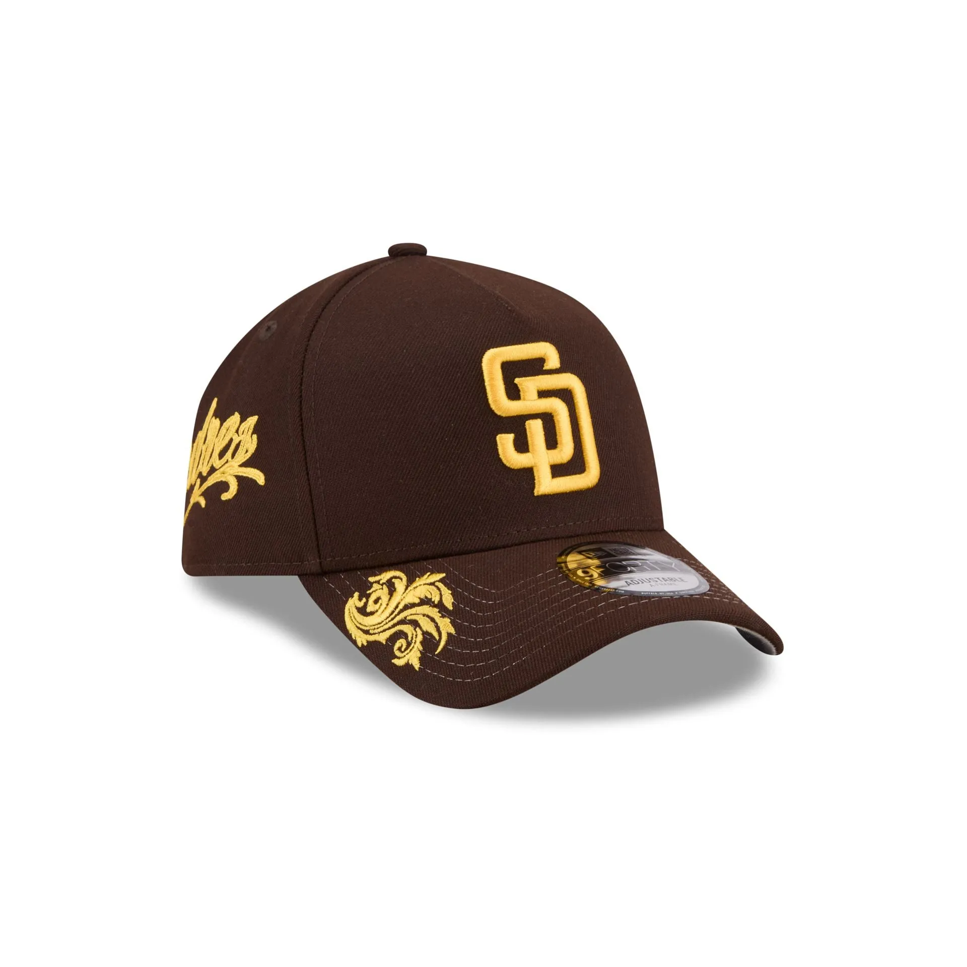 San Diego Padres Script 9FORTY A-Frame Snapback Hat sold by New Era