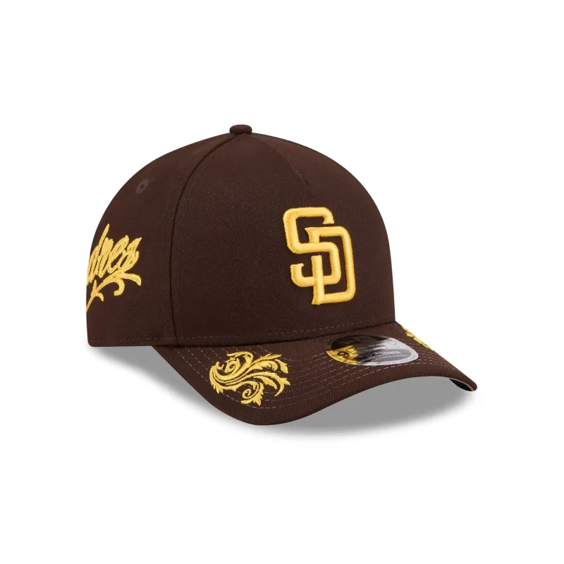 San Diego Padres Script 9FORTY M-Crown A-Frame Snapback Hat made by New Era