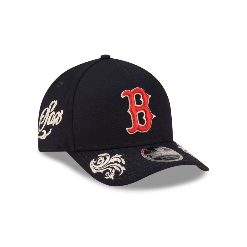 Boston Red Sox Script 9FORTY M-Crown A-Frame Snapback Hat made by New Era