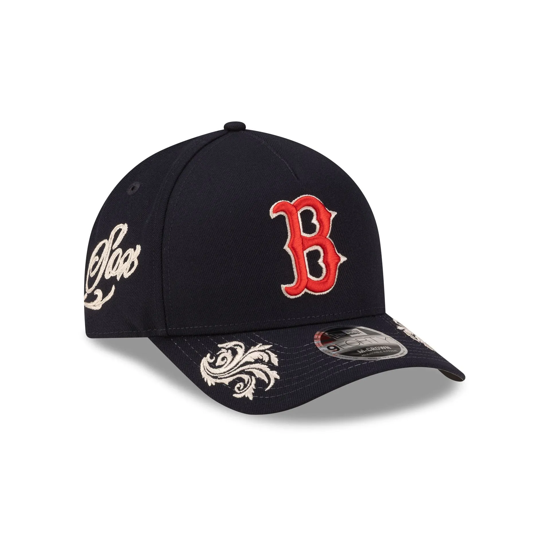 Boston Red Sox Script 9FORTY M-Crown A-Frame Snapback Hat sold by New Era