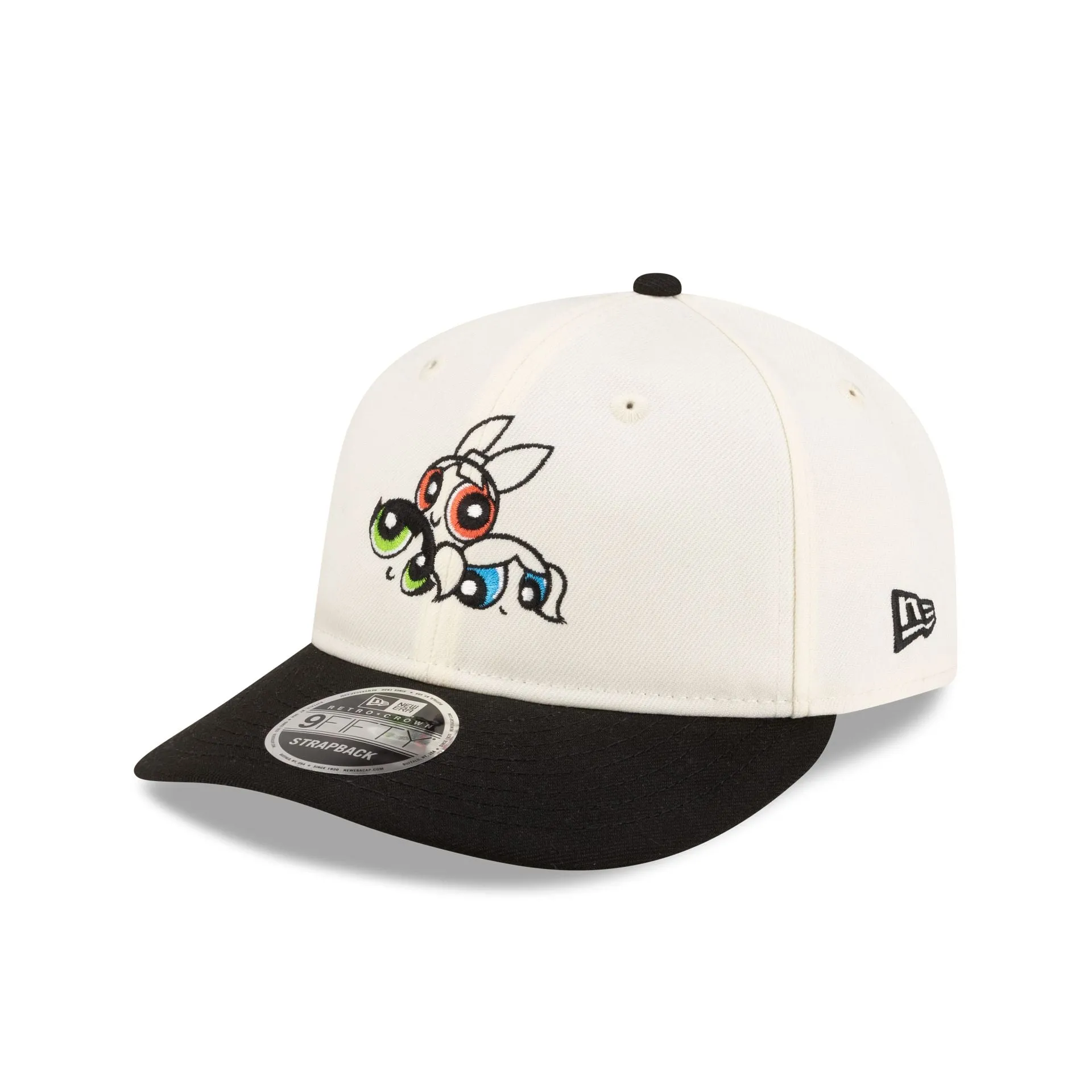 The Powerpuff Girls Cream Black Retro Crown 9FIFTY Strapback Hat sold by New Era