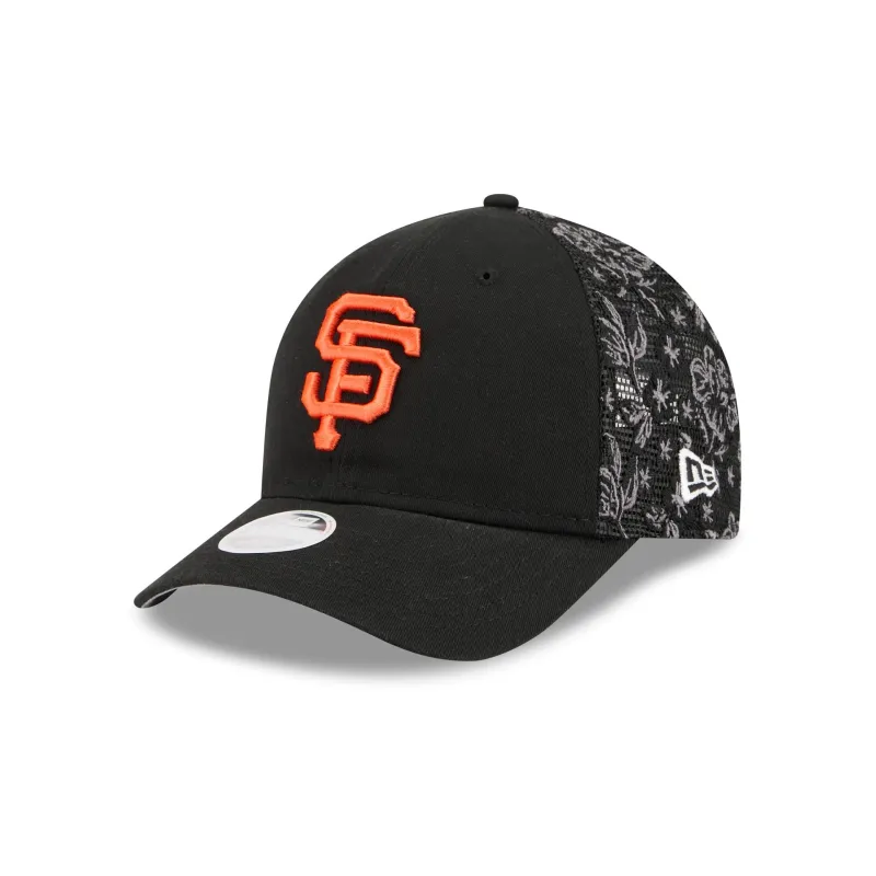 San Francisco Giants Floral Mesh Women's 9FORTY M-Crown Trucker Hat made by New Era