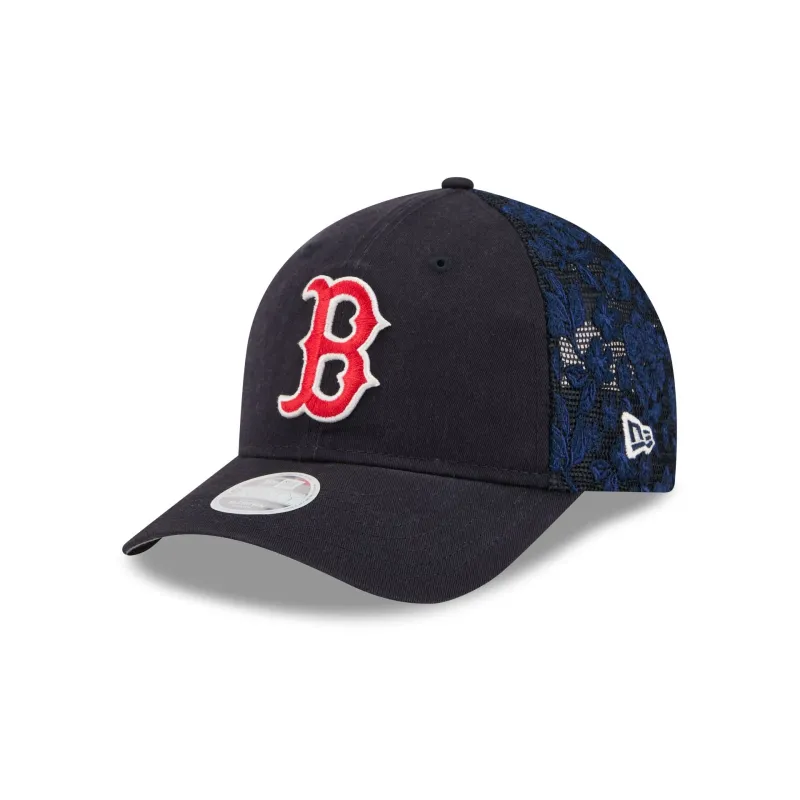 Boston Red Sox Floral Mesh Women's 9FORTY M-Crown Trucker Hat made by New Era