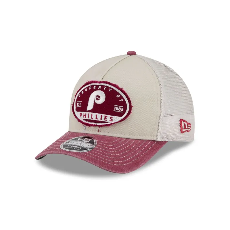 Philadelphia Phillies Frayed 9FORTY M-Crown A-Frame Trucker Hat made by New Era
