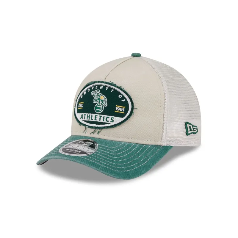 Athletics Frayed 9FORTY M-Crown A-Frame Trucker Hat made by New Era