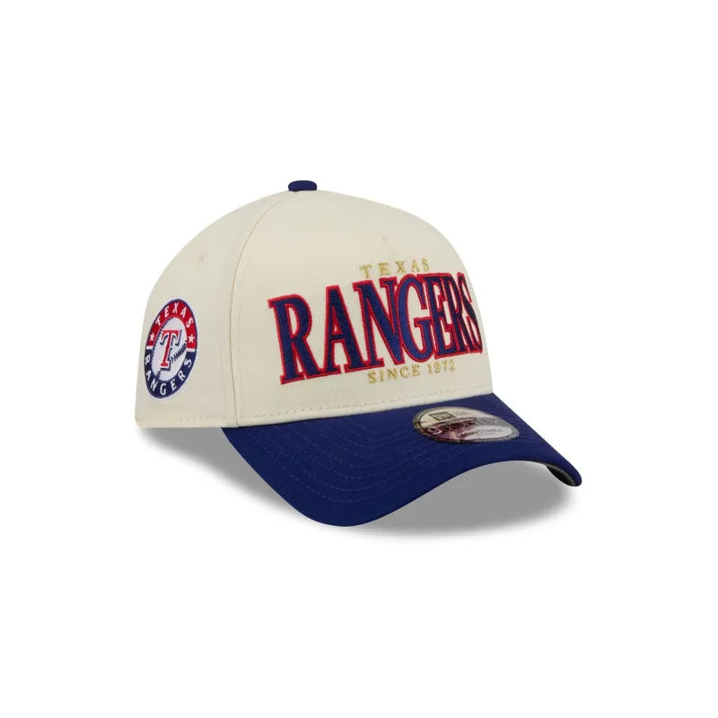 Texas Rangers Opening Day Chrome White 9FORTY A-Frame Snapback Hat made by New Era