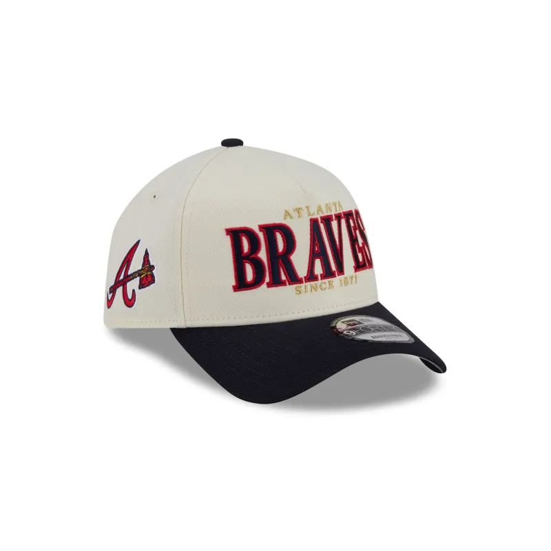 Atlanta Braves Opening Day Chrome White 9FORTY A-Frame Snapback Hat made by New Era