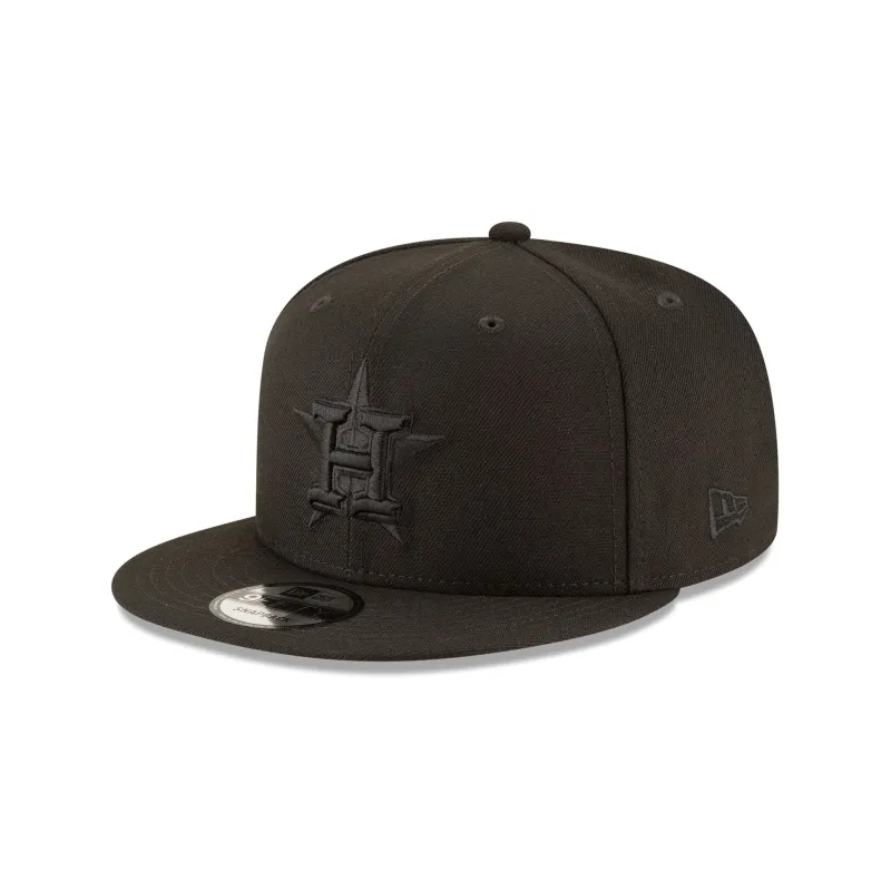 Houston Astros Basic All Black 9FIFTY Snapback Hat made by New Era