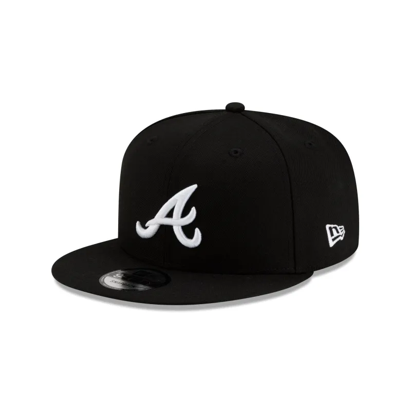 Atlanta Braves Basic Black & White 9FIFTY Snapback Hat made by New Era